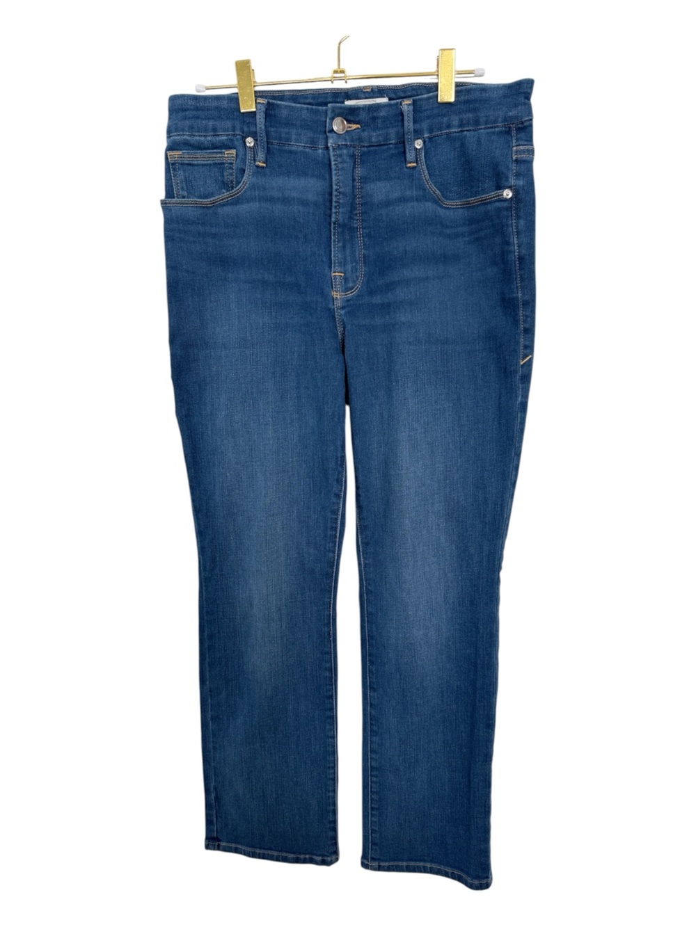 Good American High Rise Straight Leg Jeans - Size 10 / 30 Medium Wash